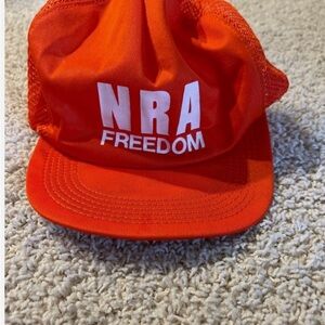 Vintage NRA Freedom Orange Mesh Trucker Hat